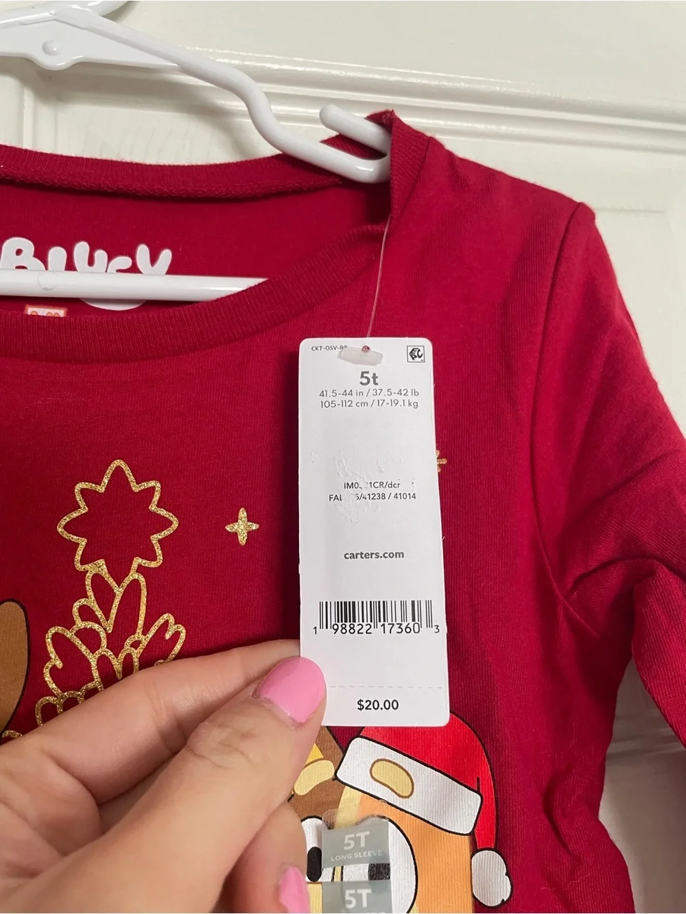 NWT Bluey Christmas Holiday 5T Red Kids' Long-Sleeve Holiday Character Tee